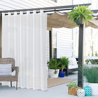 1 x RAW Customer Returns PONY DANCE Outdoor Curtains White Outdoor Curtain Transparent Terrace Curtains with Eyelets Pavilion Curtains Waterproof Balcony Curtain, 1 Piece H 243 x W 254 cm, White - RRP €29.7