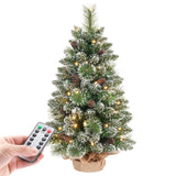 1 x RAW Customer Returns Yorbay Mini Christmas Tree with LED Lighting and White Snow, 40cm Fir Tree with Star Tree Topper and Real Pine Cones, for Christmas Decoration, Advent - RRP €27.22