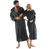 1 x RAW Customer Returns CelinaTex Samos Bathrobe Hooded Uni Long Side Pockets Ladies Gentlemen Unisex Sherpa Fleece S Anthracite - RRP €36.97