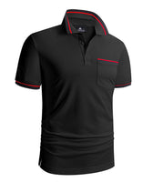 1 x Brand New JACKETOWN Polo Shirt Men s Short Sleeve Regular Fit T-Shirts Men Quick-Drying Casual Sports Shirt Outdoor Polo Shirt with Glasses Holder Button Placket Breathable Polo Shirts 2412-Black-M  - RRP €33.26