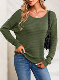 1 x RAW Customer Returns Dokotoo Women s Crew Neck Structure Knitted Jumper Basic Long Sleeve Loose Tops Shirts Sweater for Autumn Winter, Green, XL - RRP €34.27