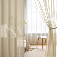 1 x RAW Customer Returns MIULEE Curtains with Ruffle Tape Set of 2 Curtains with Eyelets Living Room Curtains Made of Sheer Voile Curtains Transparent Bedroom Beige 140 x 260 cm - RRP €28.99