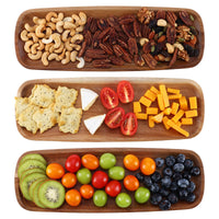 1 x RAW Customer Returns hecef decorative tray set, 3 pieces wooden serving plates with grooved lip, 33 11.5 0.8cm small serving tray for buffet, home decor, fruit, snack and dessert, rectangular wooden tray made of acacia - RRP €30.24