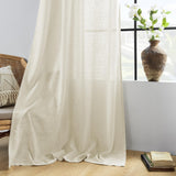 1 x RAW Customer Returns CUCRAF natural linen curtains with eyelets, set of 2, H 225 x W 140, semi-transparent curtains, linen look, voile curtains, window curtains, loop curtain, living room, bedroom, kitchen - RRP €36.99