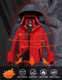 1 x RAW Customer Returns GEMYSE Men s Mountain Waterproof Ski Jacket Windproof Fleece Winter Coat with Hood Red Grey,L  - RRP €88.98