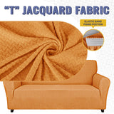 1 x RAW Customer Returns Lydevo Stretch Sofa Cover 4 Seater Sofa Cover New Jacquard Tactile Upgrade Sofa Cover Elastic Washable Sofa Cover with Armrests with 2 Pieces Cushion Cover Tactile Jacquard Orange - RRP €19.34