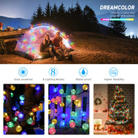 9 x Brand New 36ft Outdoor Solar String Lights 100 LED Solar Powered Waterproof Decorative Crystal Light Bulb for Patio Gazebo Christmas Tree Decor Colorful  - RRP €172.8