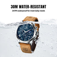 1 x RAW Customer Returns BY BENYAR Watches Men Wristwatch Men Chronograph Analog Quartz Waterproof Brown Leather Strap Men s Watch Luminous Date Fashion Casual Business Dress Watches Elegant Gift for Men - RRP €36.54