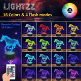 1 x RAW Customer Returns 3D Horse Lamp for Kids Girls Boys Horse Lover Gifts, 16 Colors Remote Control LED Illusion Animal Night Light for Home Office Decoration Gifts - RRP €20.16