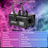 1 x RAW Customer Returns Fog machine, AGPtEK smoke machine with 13 colored LED lights and RGB effect, 500W and 2000CFM with 2 wired and wireless remote controls, perfect for weddings, Halloween and stage shows - RRP €59.99