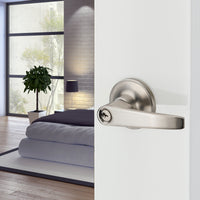 1 x RAW Customer Returns HAIFUAN door lever lock, for use in entry, passage and bathroom 802-K with key  - RRP €22.0