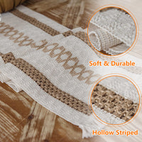 1 x RAW Customer Returns Boho table runner, beige linen table runner, washable vintage macrame table runner with tassels for country house style, wedding, birthday, festive, home, kitchen, coffee table decoration, 30 x 180 cm - RRP €19.08