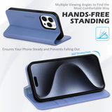 1 x RAW Customer Returns SHIELDON Case for iPhone 15 Pro Max 5G Cell Phone Case Genuine Leather Card Slot Kickstand RFID Blocker Magnet Shockproof Folding Case Cell Phone Wallet Card Holder Compatible with iPhone 15 Pro Max Blue - RRP €30.99