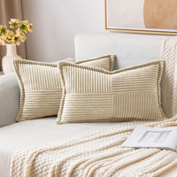 1 x RAW Customer Returns MIULEE Set of 2 Corduroy Cushion Covers Velvet Cushion Soft Throw Pillow Decorative Pillowcase Modern Cushion Cover Sofa Cushion Decorative Pillow Couch Cushion for Living Room Bedroom Beige 40 x 60 cm - RRP €21.99