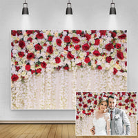 1 x Brand New Renaiss 3x2m Roses Wall Photography Backdrop Red White Flowers Background for Wedding Anniversary Bridal Shower Wedding Reception Birthday Party Decoration Dessert Table Banner Studio Props - RRP €37.99