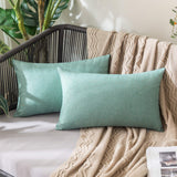 1 x RAW Customer Returns MIULEE Set of 2 Waterproof Cushion Covers Outdoor Sofa Cushions Decorative Pillows Modern Cushion Covers Decorative Cushion Cover Made of Polyester Linen Look for Garden Sofa Living Room Bed 40 x 60 cm Cyan - RRP €18.34