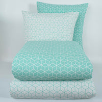 1 x RAW Customer Returns Vency Double Duvet Cover 135x200 4-Piece Turquoise - OEKO-TEX 80 Cotton 20 Polyester, 2x Duvet Cover with Zipper 2x Pillowcase with Envelope Closure 80x80 cm, Puzzle Model - RRP €35.91