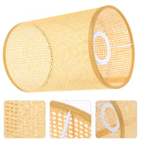 1 x RAW Customer Returns Angoily Rattan Drum Lampshade Replacement E27-E14 Barrel Lampshade Clip on Natural Woven Cylinder Light Cover For Chandelier Table Desk Lamps - RRP €20.03