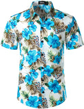 1 x RAW Customer Returns JOGAL Men s Floral Short Sleeve Cotton Hawaii Shirt Medium BlueHibiscus - RRP €28.44