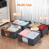 1 x RAW Customer Returns Lifewit 6pcs 35L Clothes Boxes, Foldable Wardrobe Box, Moving Boxes, Underbed Storage for Blankets, Bedding, Gray - RRP €26.96