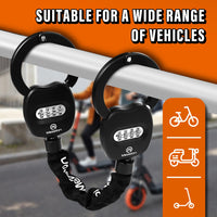 1 x RAW Customer Returns Mezelon E Scooter Lock with Combination Code Combination Lock for E Scooters 8mm Chain Link High Security Locks Handcuff Lock Locks for E Scooters with 3L Waterproof Bag - RRP €89.99