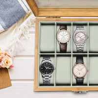 1 x RAW Customer Returns WisePoint watch box 10 slot, wooden watch case watch holder with removable cushion, retro watch box watch storage box for watches brown 10-slot  - RRP €27.22