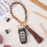 1 x Brand New WEWAYSMILE Wristlet Keychain, Bracelet Keychain, With Tassels, For Women Car Keys Bags Charm Pendant Keychain, Coconut, Length Approx. 28 cm - RRP €27.6