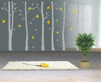 1 x Brand New BDECOLL 6 Large Birch Trees with Birds Vinyl Wall Sticker Mural for Room Decoration,71 hx 110w Grey  - RRP €20.4