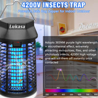 1 x RAW Customer Returns Lukasa Electric Insect Killer, 4200V Mosquito Lamp With LED Light, Waterproof Fly Trap Electric Mosquito Killer, Anti Mosquito Lamp for Indoor Outdoor Bedroom House Patio Backyard - RRP €40.33