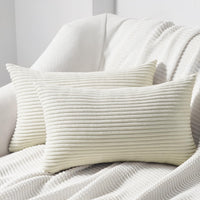 1 x RAW Customer Returns Topfinel cushion covers 40 x 60 cm, set of 2, cream corduroy velvet striped pattern cushion covers, decorative cushions, sofa cushions, couch cushions, decorative cushions, decorative cushion covers, living room, - RRP €19.15