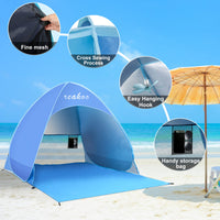 1 x RAW Customer Returns Beach Tent, Automatic, Portable, Beach Tent, UV Protection, UV Protection UPF 50 , Beach Tent, Pop Up, for Adults and Babies - RRP €32.46