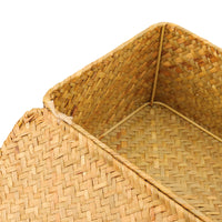 1 x RAW Customer Returns PINGEUI Set of 3 Storage Baskets with Lid, Woven Rattan Multifunctional Storage Baskets for Living Room Kitchen Large Medium Small - RRP €24.59