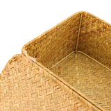 1 x RAW Customer Returns PINGEUI Set of 3 Storage Baskets with Lid, Woven Rattan Multifunctional Storage Baskets for Living Room Kitchen Large Medium Small - RRP €22.8