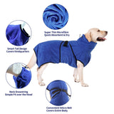 1 x RAW Customer Returns PETTOM Dog Bathrobe Microfiber Dog Towel Quick Drying Microfiber Towel Super Absorbent Comfortable and with Adjustable Straps for Pets Dogs and Cats, Blue XL  - RRP €26.22