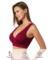 1 x RAW Customer Returns HBselect 3 Pcs Maternity Nursing Bra Sleep Nursing Bra with Additional Bra Extenders Breastfeeding and Sleep Without Underwire for the Night Breastfeeding and Sleeping Black Wine Red Blue XXL - RRP €26.99