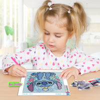 2 x Brand New RICUVED Stitch Diamond Painting Children Set with Frame, 5D DIY Cartoon Diamond Painting Pictures, 5d Diamond Painting with Frame Creative Gifts for Girls and Boys Home Wall Decor 18 x 18 cm - RRP €40.8