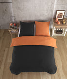 1 x RAW Customer Returns Vency Plain Duvet Cover 200 x 200 cm with 2 Pillowcases 65 x 65 cm Black - Copper - Cotton Bedding - RRP €20.4