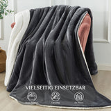 1 x RAW Customer Returns RATEL Sherpa Blanket High-quality cuddly blanket dark grey 220 240cm, fleece blanket reversible blanket made of high-quality microfiber for sofa blanket, bed-fluffy warm thick easy-care - RRP €40.33