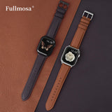 1 x RAW Customer Returns Fullmosa Compatible with Apple Watch SE Strap 45mm 44mm 49mm 42mm, Genuine Leather Replacement Straps, Original Vintage Interchangeable Strap for iwatch Series Ultra SE 9 8 7 6 5 4 3 2 1, Brown Smoke Gray Buckle - RRP €21.99