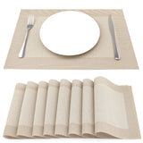 1 x RAW Customer Returns SueH Design Woven Placemats Set of 8 Vinyl Heat Resistant Placemats Anti-fouling and Washable 45 cm x 30 cm, Beige - RRP €20.99