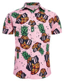 1 x Brand New RAISEVERN Shirts Men Casual Red Pineapple 3D Print Ugly Chic Festivals Vacation Hawaiian Ugly Shirt Party Gifts, M - RRP €23.99