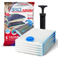 1 x RAW Customer Returns Spacesaver Premium Vacuum Bags, 80 Extra Storage, Hand Pump for Travel, Double Seal, Triple Turbo Valve-Seal for Maximum Space Saving - Jumbo 5 Pack - RRP €17.42