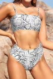 1 x Brand New SHEKINI Women s Swimsuit Two Pieces Bandeau Padded Sexy Adjustable Bikini Top Women s Bikini Set High Waist Abdomen Control Bikini Bottom S, Snakeskin  - RRP €36.95