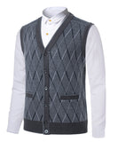 1 x Brand New Oralidera Men s Knitted Vest Cardigan V-Neck Sleeveless Cardigan with Button Placket Autumn Winter Comfort Fit Men s Vest Pullover Cardigans with Pockets, Grey, L - RRP €29.99