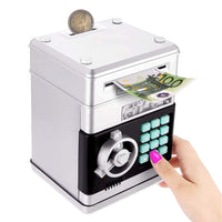 1 x RAW Customer Returns Auped Electronic Money Box with Password, Money Box Mini Money Box, Money Bank Passwords for Cash, Coins, Mini Coins, Best Gift for Children Silver  - RRP €22.99