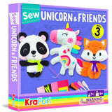 1 x RAW Customer Returns KRAFUN Unicorn Beginner Animal Sewing Kit for Kids Ages 7-13, Includes 3 Stuffed Animal Dolls Panda, Fox, Instructions and Plush Felt Materials for Learning Sewing and Embroidery - RRP €25.1