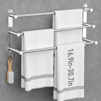 1 x RAW Customer Returns Towel holder extendable 43-78CM stainless steel no drilling towel rail wall shelf suitable for bathroom kitchen bath towel holder silver 3-layer  - RRP €32.06