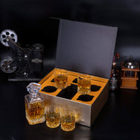 1 x RAW Customer Returns KANARS Whiskey Glasses and Carafe Set, 750 ml Whiskey Decanter with 4x 300 ml Glasses, Lead-Free Crystal Glasses, Beautiful Gift Box, High Quality, 5-Piece - RRP €66.88