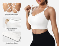 1 x RAW Customer Returns ZAAYO Women s Sports Bra with Padded Seamless Bra Cross Back Design Push up Bra Sports Bra Top Fitness Running Jogging Yoga White M - RRP €23.18