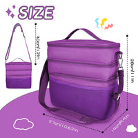 1 x Brand New Triple music box bag children s luggage plenty of space for Toniebox figures Tigerbox transport foil listening figures music boxes music cube charger headphones accessories adjustable inner compartments purple leather  - RRP €19.2